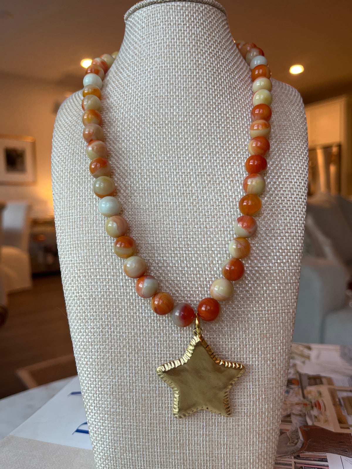 Orange star necklace