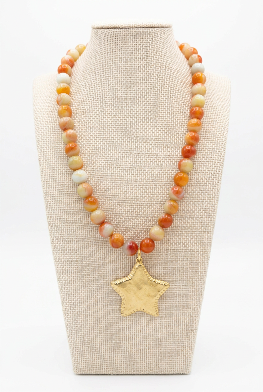 Orange star necklace