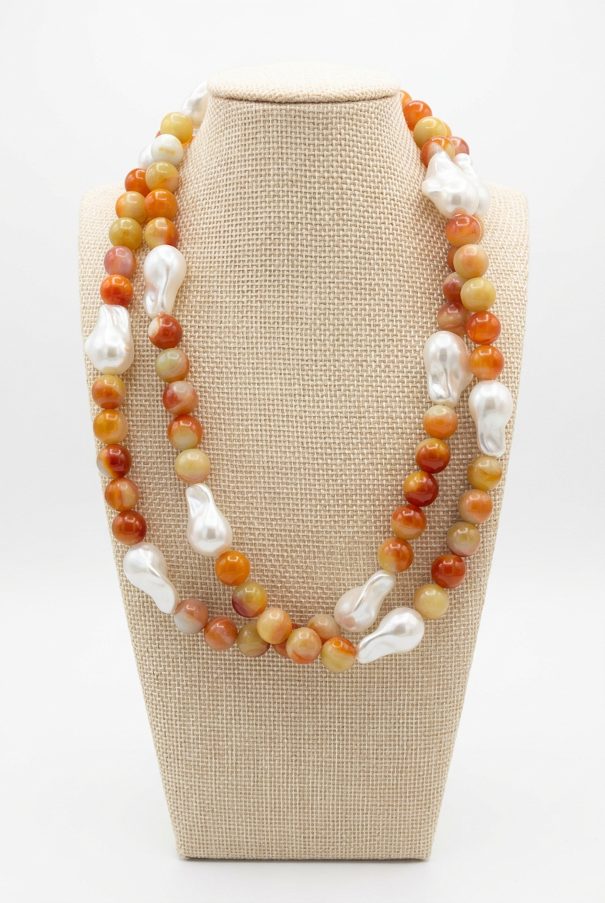 Orange pearl necklace